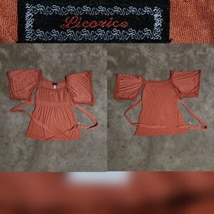 Kids Licorice Maroon Drap Shirt Sz Lg